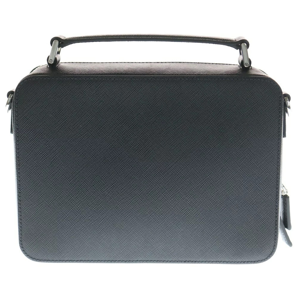 Prada Brick Saffiano Leather Bag Triangle Logo Black View 2